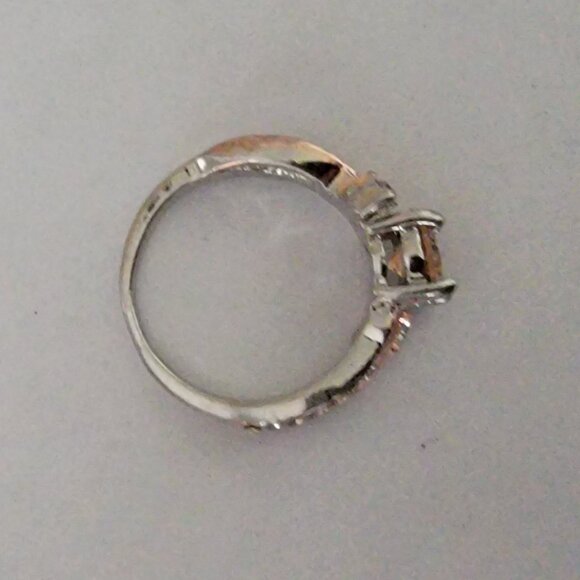 Citrine & CZ Faux Gemstones Ring in Rose & Silver Band - Picture 6 of 7